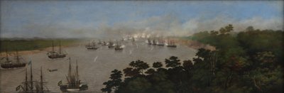 Attack of the Brazilian Squadron on the Batteries of Curupayti by Candido Lopez